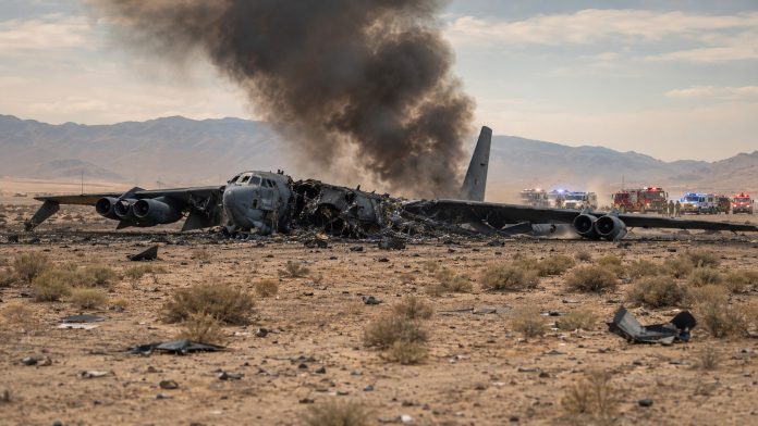 B-52 разбился в Калифорнии после взлета с базы Эдвардс. Погибли 8 человек, США расследуют причины аварии. B-52 разбился в Калифорнии после взлета с базы Эдвардс. Погибли 8 человек, США расследуют причины аварии.