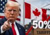 Трамп ввел пошлины в 50% на товары из Канады: ограничения охватят импорт на 20 млрд долларов Пошлины Трампа на товары из Канады выросли на 50%: ограничения затронут вино, цемент и хоккейные клюшки на сумму около 20 млрд долларов.
