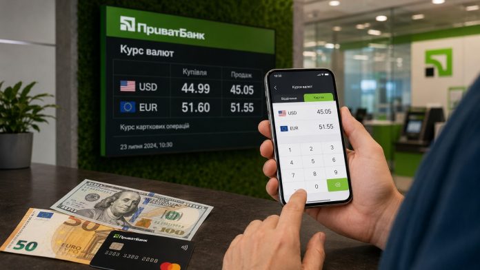 Курс доллара в ПриватБанке 23 июля вырос до 44,99 грн, евро — до 51,60 грн. Опубликованы цены покупки, продажи и карточной конвертации.